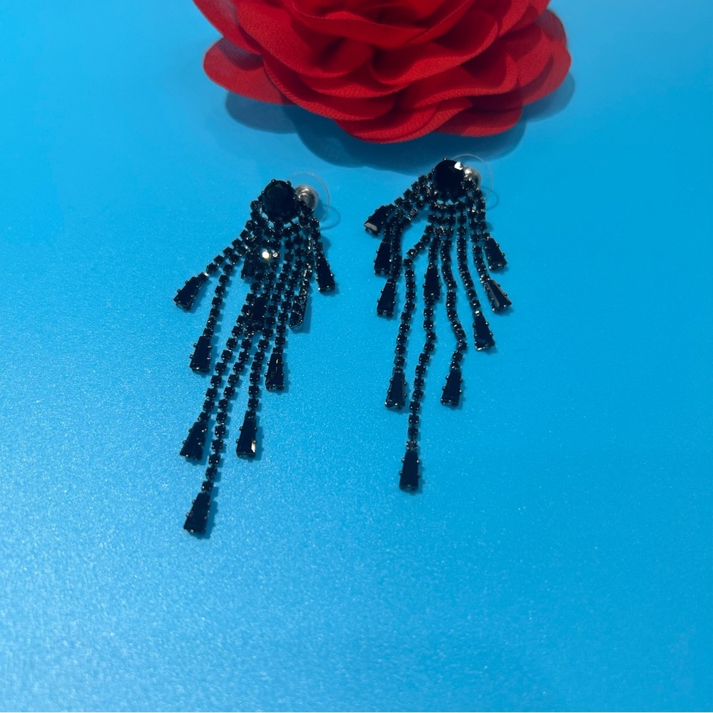 Black Gold Plated Drop Earrings For Wedding, Party, Homecoming, Prom, Birthday,